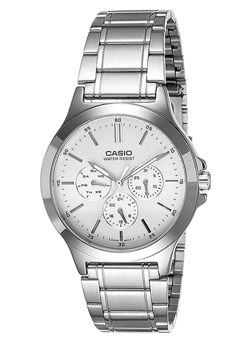 كاسيو ساعة يد كرونوغراف بسوار من الإستانلس ستيل طراز MTP-V300D-7A - قياس 42 مم - لون فضي للرجال - Image 1