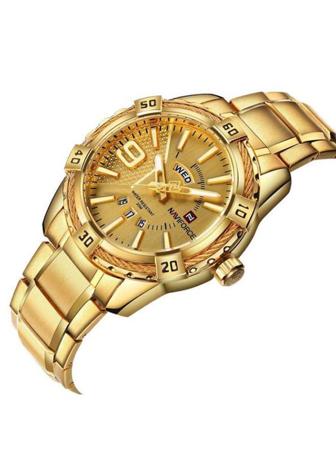 نافيفورس ساعة يد بعقارب مقاومة للماء طراز 9117 - 45 ملم - ذهبي للرجال - Image 2