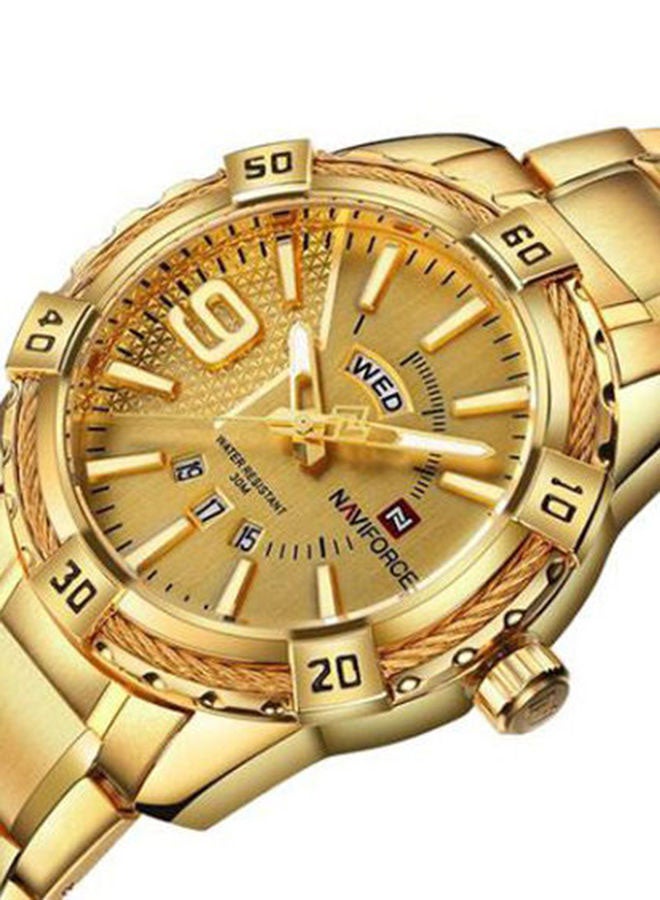 نافيفورس ساعة يد بعقارب مقاومة للماء طراز 9117 - 45 ملم - ذهبي للرجال - Image 5