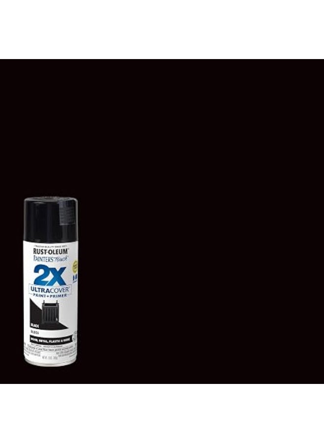 Rust-Oleum 334026 Painters Touch 2X Ultra Cover Gloss Spray Paint, Black,12 Oz Spray (Pack Of 1) Black 12OZ - Image 3