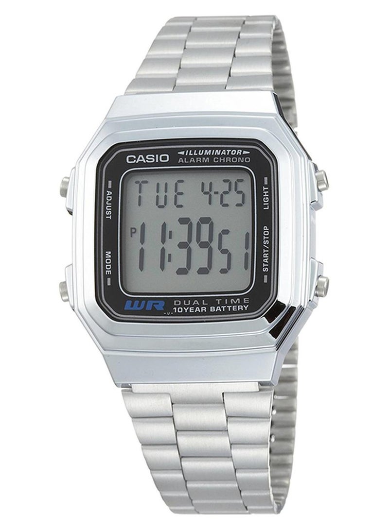 CASIO Men's Stainless Steel Digital Watch A178WA-1ADF - 37 mm - Silver - Image 1