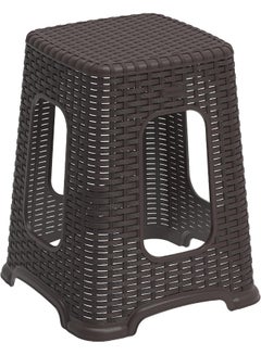 Cosmoplast Plastic Rattan Wicker High Stool Dark Brown  - Image 1