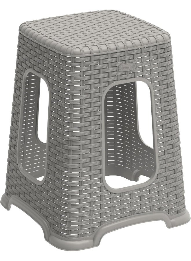 Cosmoplast Plastic Rattan Wicker High Stool Grey  - Image 1