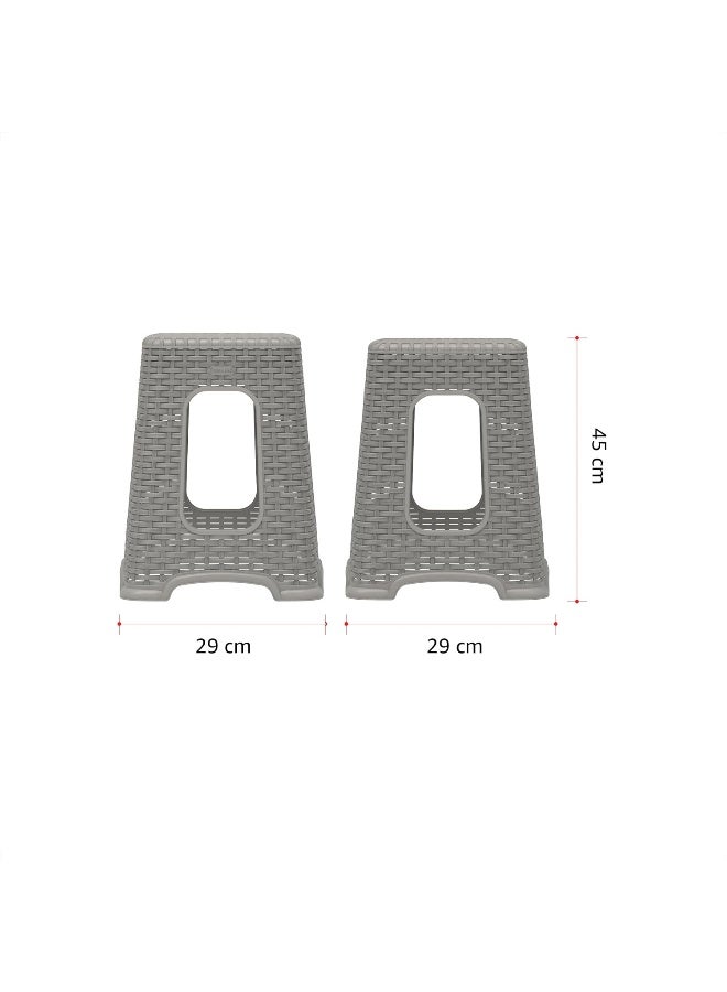 Cosmoplast Plastic Rattan Wicker High Stool Grey  - Image 2