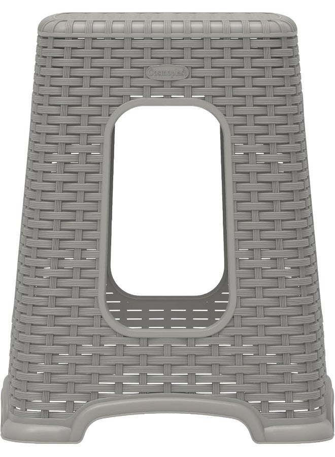 Cosmoplast Plastic Rattan Wicker High Stool Grey  - Image 3