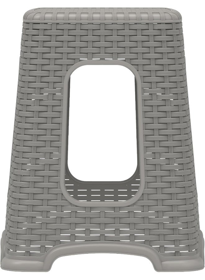 Cosmoplast Plastic Rattan Wicker High Stool Grey  - Image 4