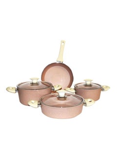 Home Concept 7-Piece Almunium Cookware Set Brown Deep Pot 1x20, Deep Pot 1x24, Flat Pot 1x26, Frying Pan 1x26cm  - Image 1
