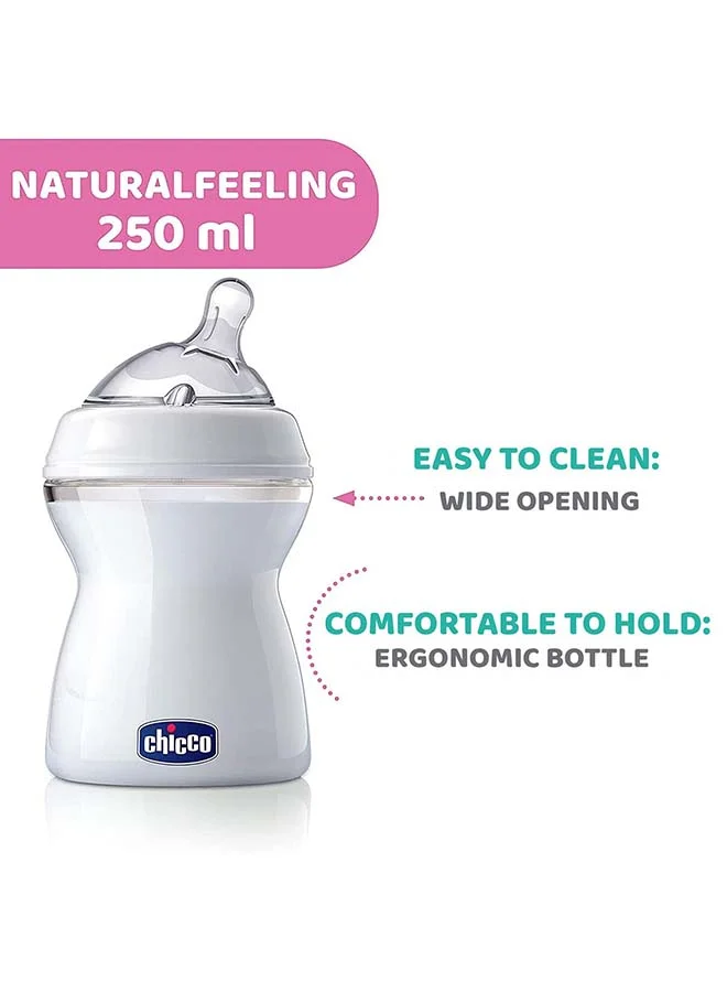 Chicco NaturalFeeling Medium Flow Silicone 2M+ 250Ml , Arabic Pack