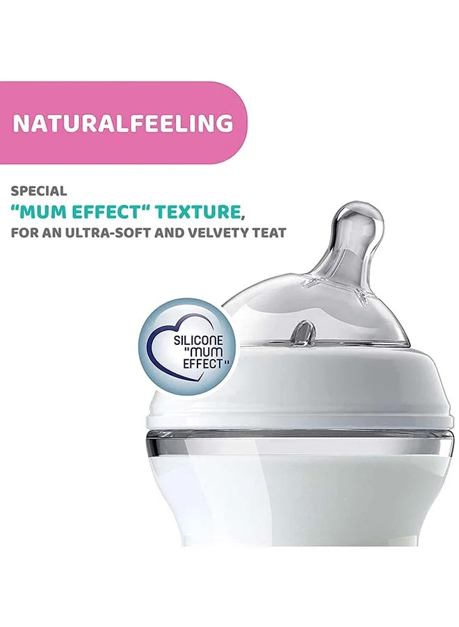 Chicco NaturalFeeling Medium Flow Silicone 2M+ 250Ml , Arabic Pack