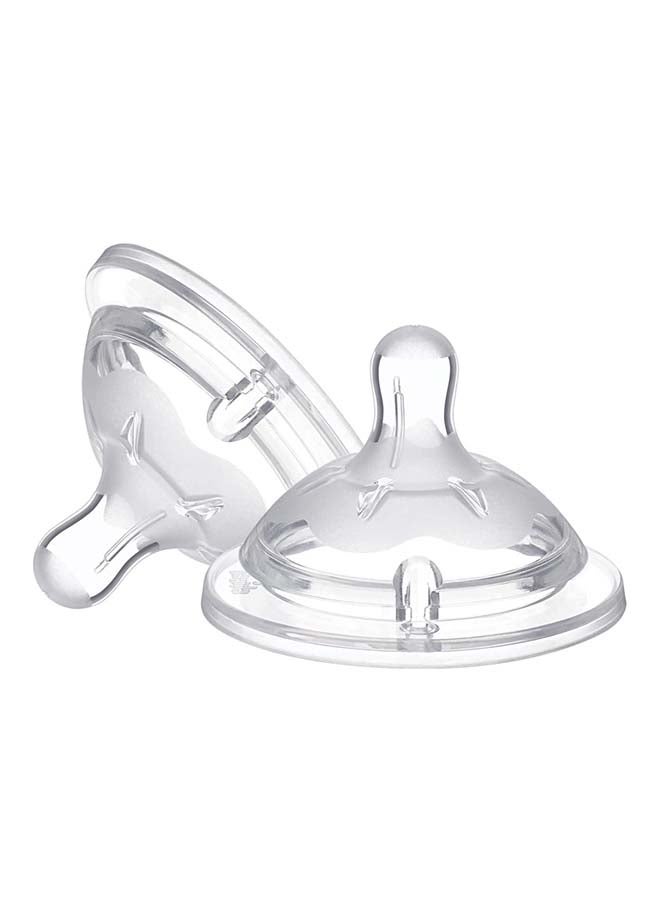 شيكو مجموعة من حلمتي رضَّاعة للأطفال من السيليكون بملمسٍ طبيعي من قطعتين، مع إمكانية تعديل التدفق حسب حاجة الطفل - Image 1