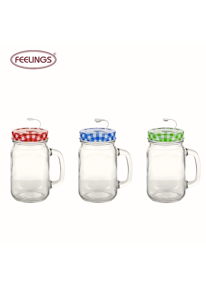 Feelings 3-Piece Drinking Mug Set Clear 500ml - Image 1