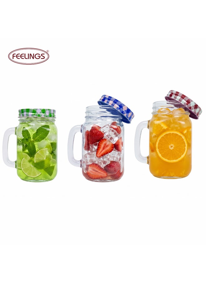 Feelings 3-Piece Drinking Mug Set Clear 500ml - Image 3
