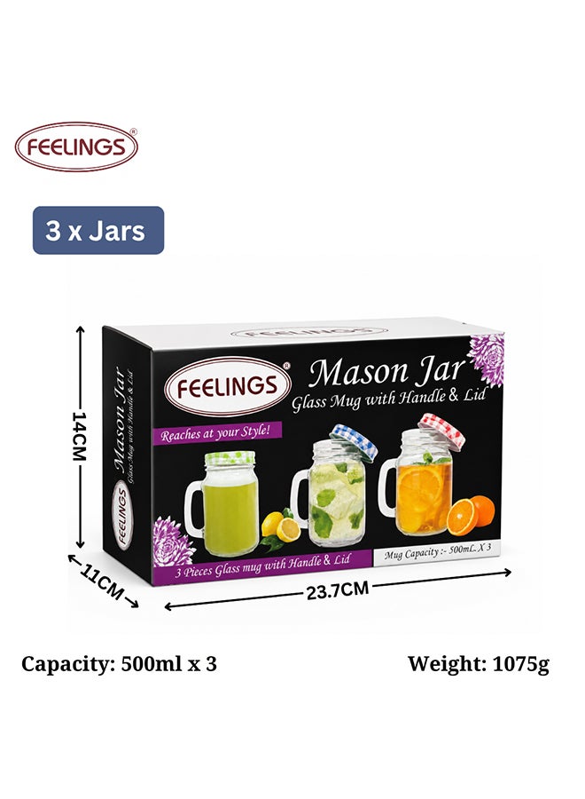 Feelings 3-Piece Drinking Mug Set Clear 500ml - Image 5
