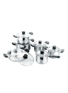 Falpro 12-Piece Stainless Steel Cookware Set Silver /Clear  - Image 1
