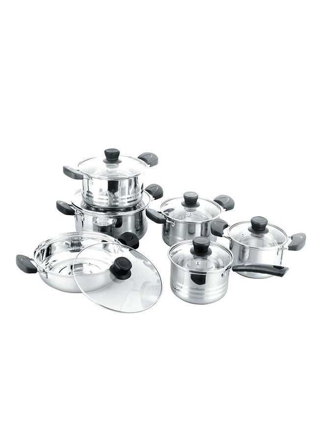 Falpro 12-Piece Stainless Steel Cookware Set Silver /Clear  - Image 1