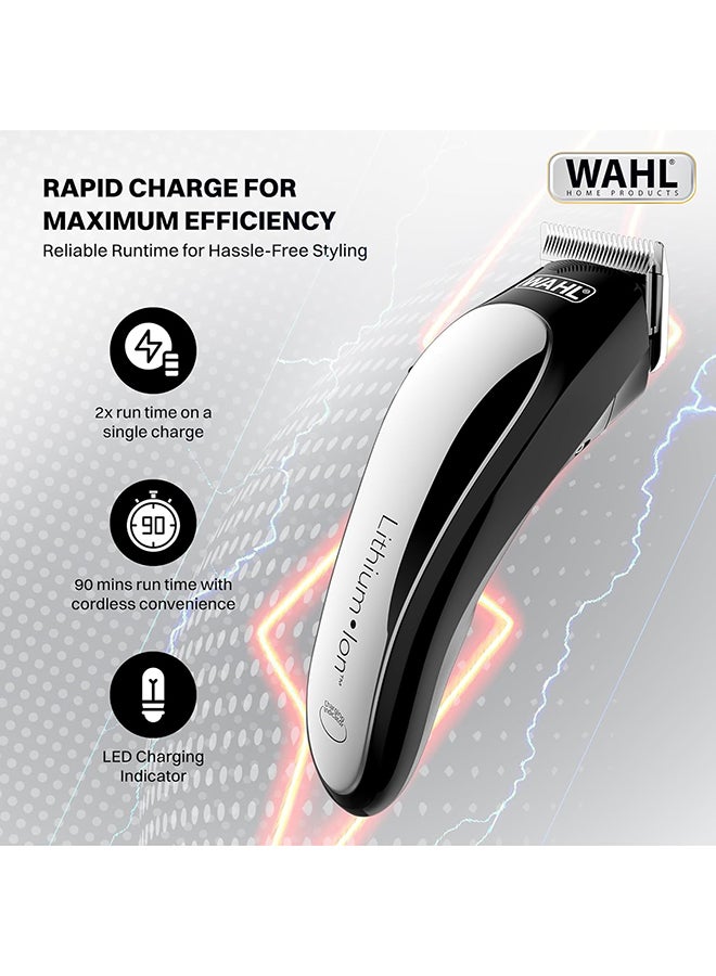 WAHL Lithium-Ion Rechargeable Hair Clipper for Men Cordless (Made in USA) | Precision Self-Sharpening Steel Blades | Adjustable Taper Lever with 8 Combs | 120-Min Runtime | 79600-3217 Black/Grey/Green - Image 2