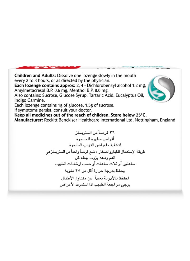 Menthol Sore Throat And Blocked Nose Dual Anti-Bacterial Action Fast Effective Relief From Sore Throats 24 Lozenges
