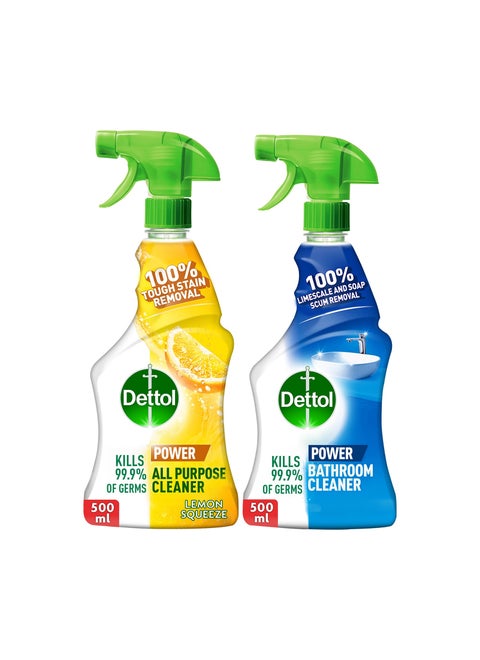 All Purpose Cleaner Lemon With Bathroom Cleaner Trigger Spray, Pack Of 2 500ml