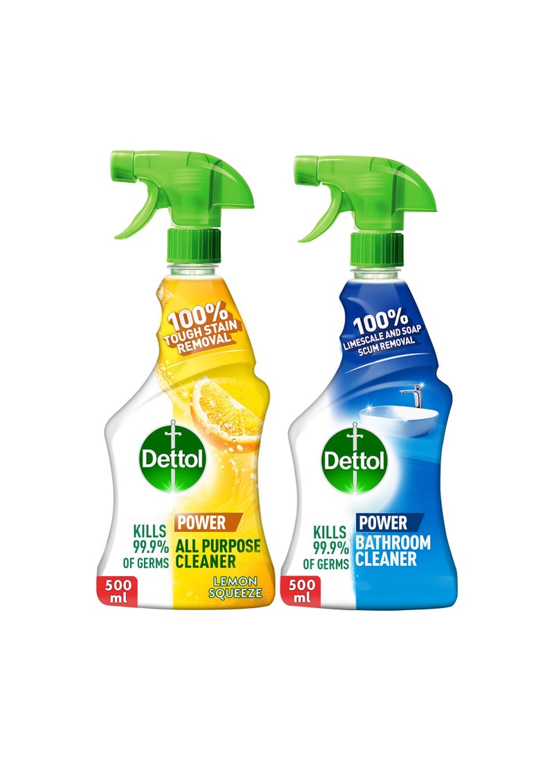 Dettol All Purpose Cleaner Lemon With Bathroom Cleaner Trigger Spray, Pack Of 2 500ml  - Image 1