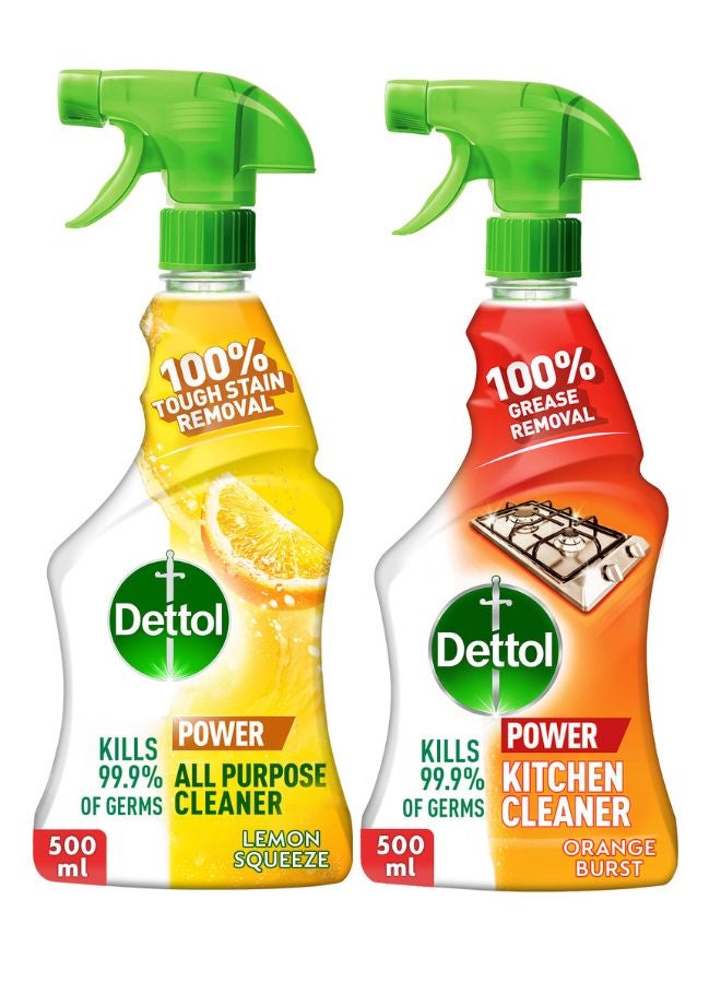 Dettol - All Purpose Cleaner Lemon With Kitchen Cleaner Orange Burst Trigger Spray, Pack Of 2 500ml - Image 1