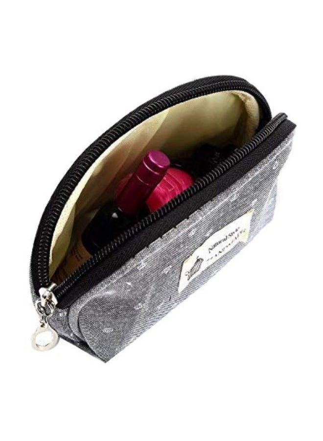 حقيبة مكياج لأدوات النظافة والتجميل مُزينة بطباعة من 3 قطع رمادي - Image 3