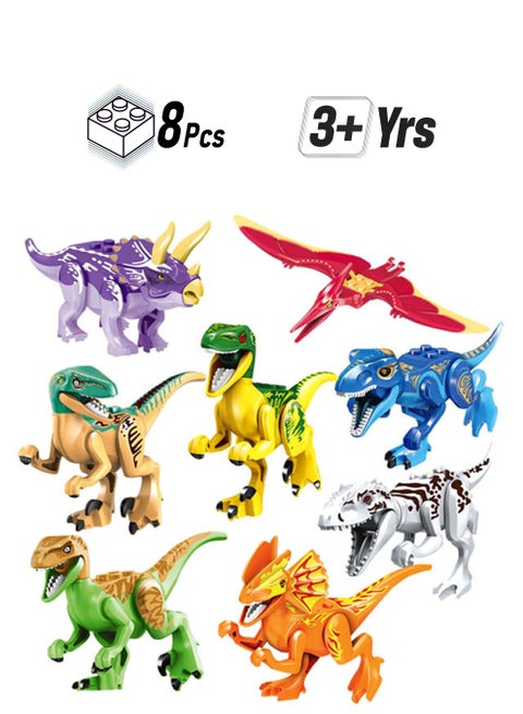 8-Piece Mix And Match Magic Dinosaur Model Building Set Featuring Movable Jaws, Neck & Joints 8