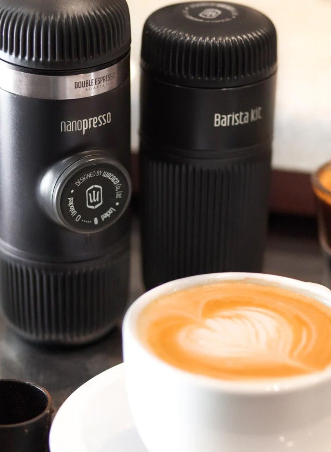 WACACO - Nanopresso Barista Kit for Ground Coffee, Accessory for Nanopresso, Larger Water Tank up to 140ml, for Lungo Espresso (16 grams of ground coffee basket, tamper, & a bigger cup) Black - Image 1