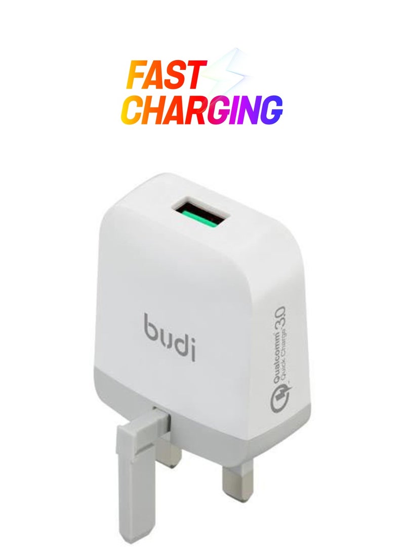 budi USB Wall Charger White/Grey 