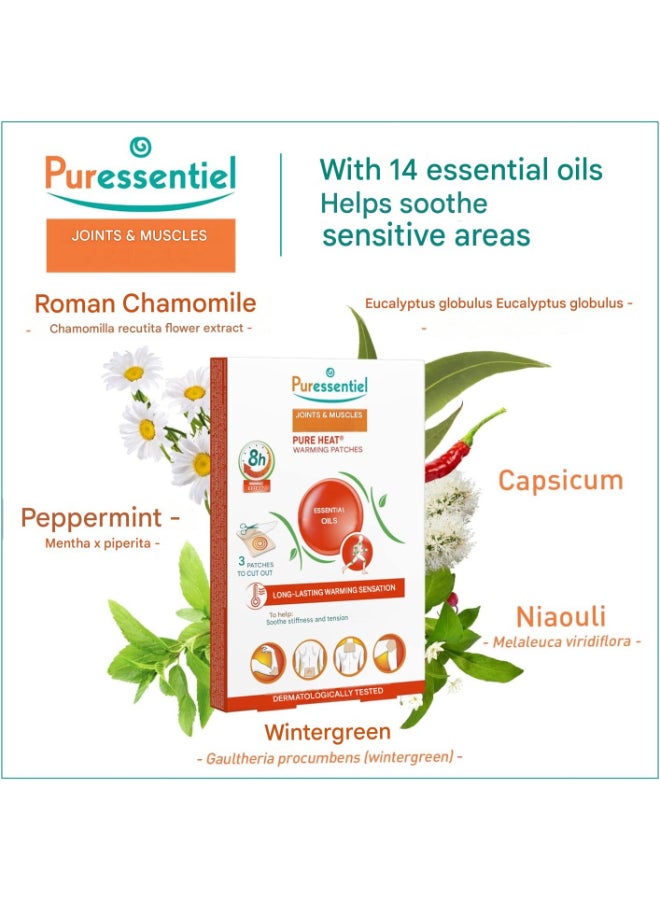 Puressentiel Muscles & Joints Heating Patches (3 Patches) - Soothe muscular tensions & sensitive joints - 8H warmth feeling - 100% natural origin - Pure essential oils - Wintergreen - Cuttable patches - Image 2