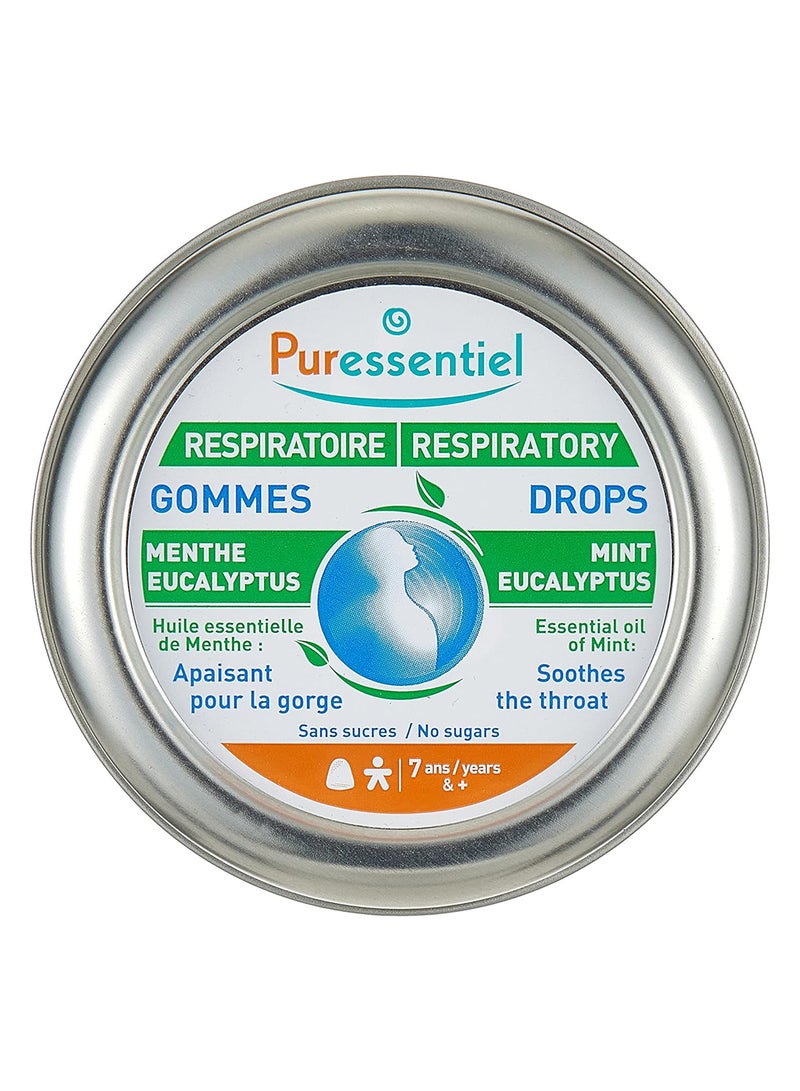 Puressentiel Respiratory Drops Infused With Mint And Eucalyptus Soothing For The Throat No Sugar 7Yrs And Above 45G 45grams - Image 1