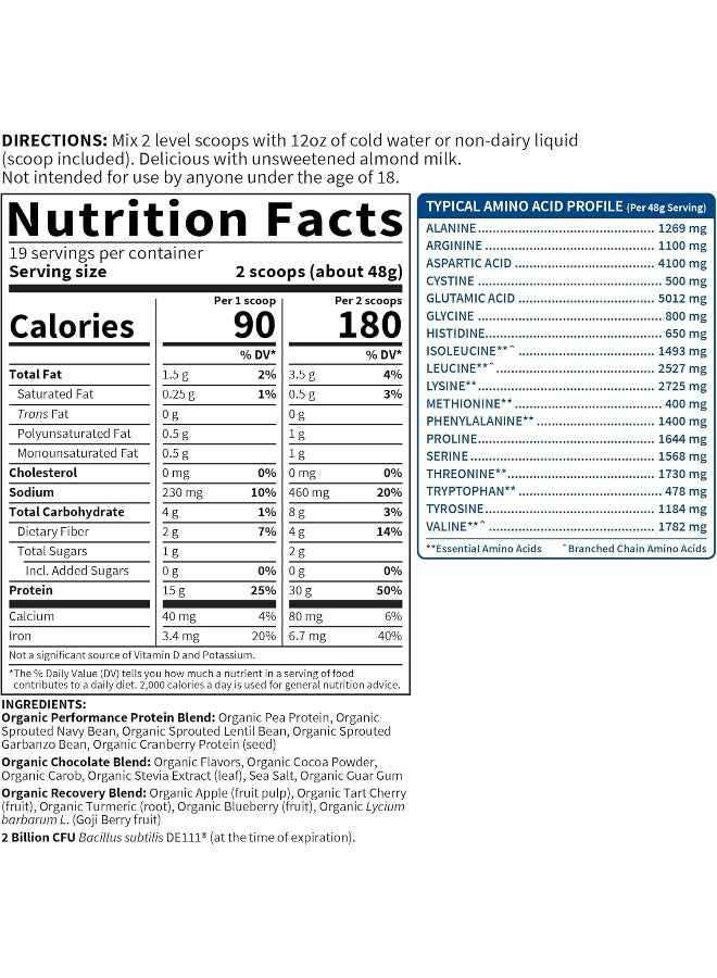 Organic Plant-Based Protein, Chocolate Flavor 2Lb