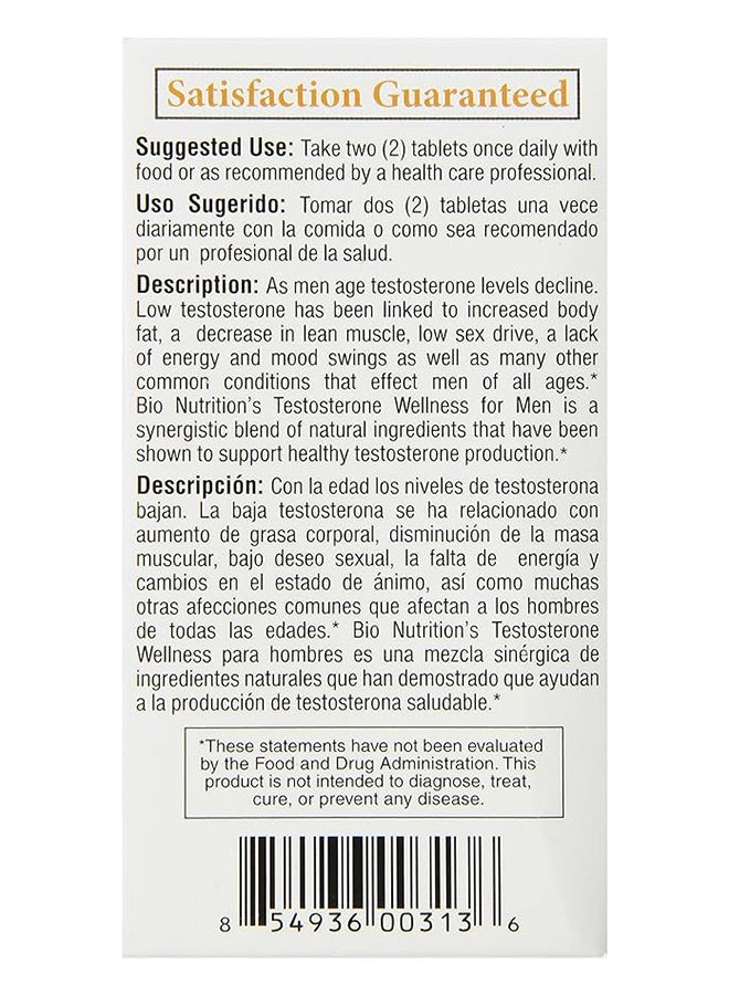 Bio Nutrition Testosterone Wellness Ideal For Energy Stamina Libido Lean Muscle And Mood Enhancement 60 Tablets - Image 5