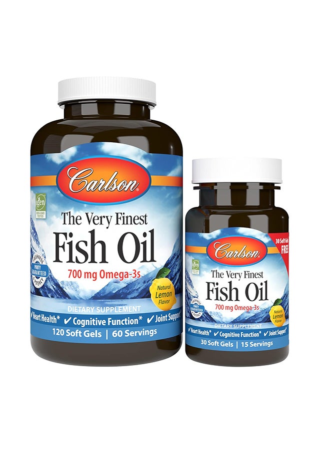 The Very Finest Fish Oil, 700 mg Omega-3s, Norwegian, Sustainably Sourced, Lemon, 150 Count