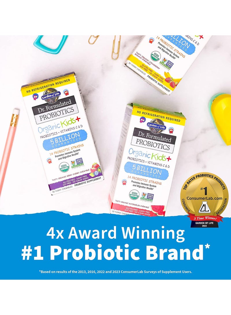 Garden of Life - Dr. Formulated Probiotics For Kids Berry And Cherry Flavor Infused With 14 Probiotic Strains And Vitamin C & D Promotes Immune System And Digestive Health 30 Chewable Tablets - Image 1