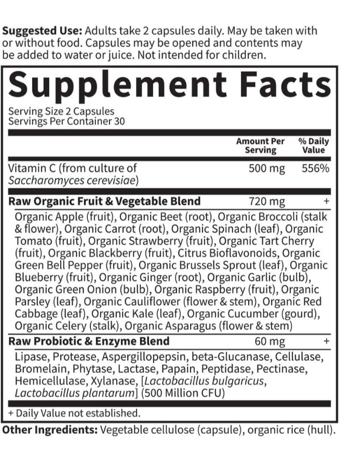 Garden of Life Vitamin Code Raw Vitamin C, 60 Vegan Capsules - Image 2