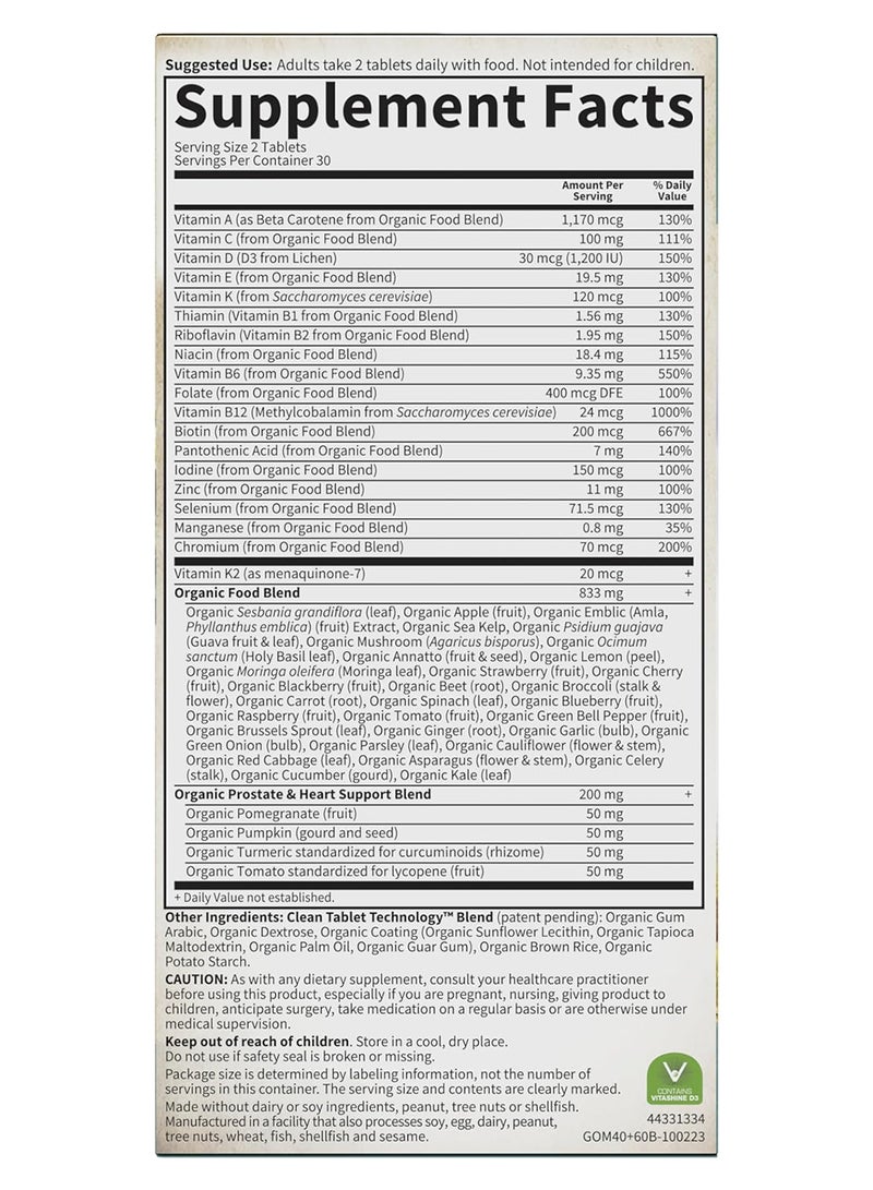 Garden of Life My Kind Organics Men'S Multi Whole Food Multi Vitamin 60 Vegan Tablets - Image 2