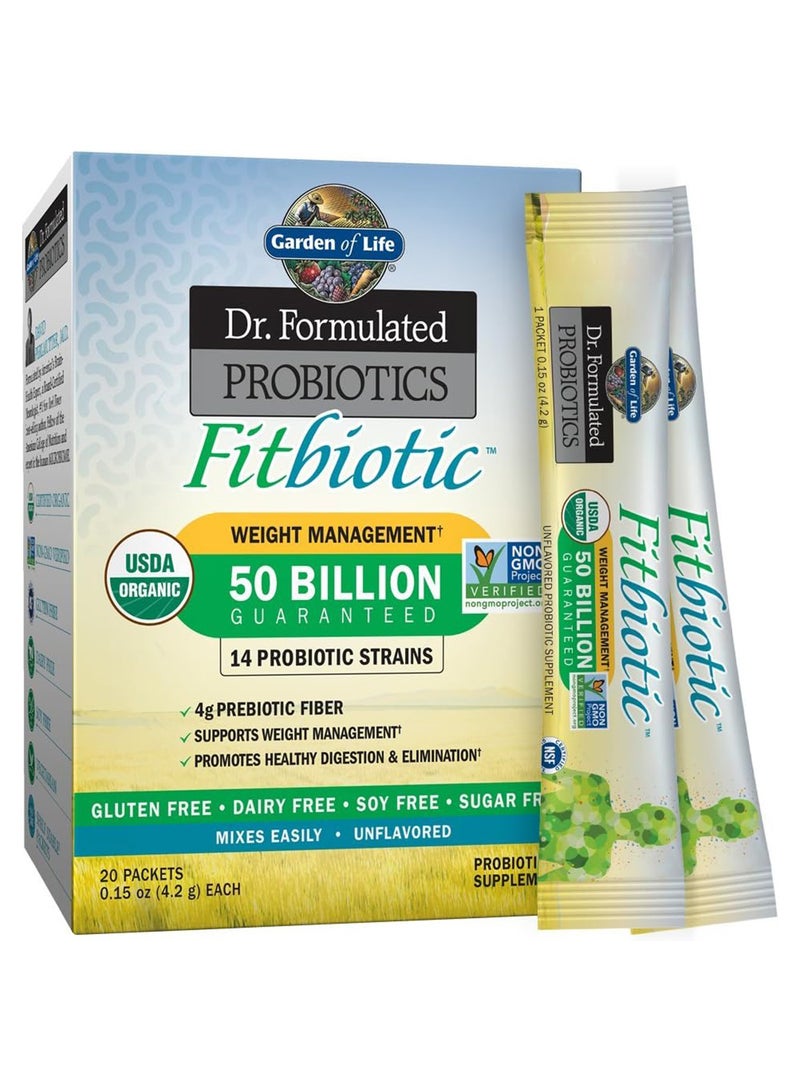 Garden of Life Probiotics Fitbiotic Unflavored 50 Billion Cfu 20 Packets 0.15 Oz 4.2 G Each - Image 1