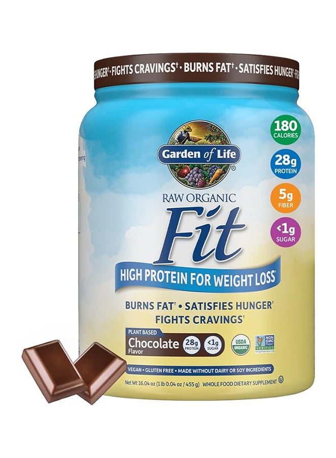 Garden of Life - Raw Organic Fit Powder Chocolate High Protein For Weight Loss Burns Fat Satisfies Hunger Fights Cravings Whole Food 455G - Image 1