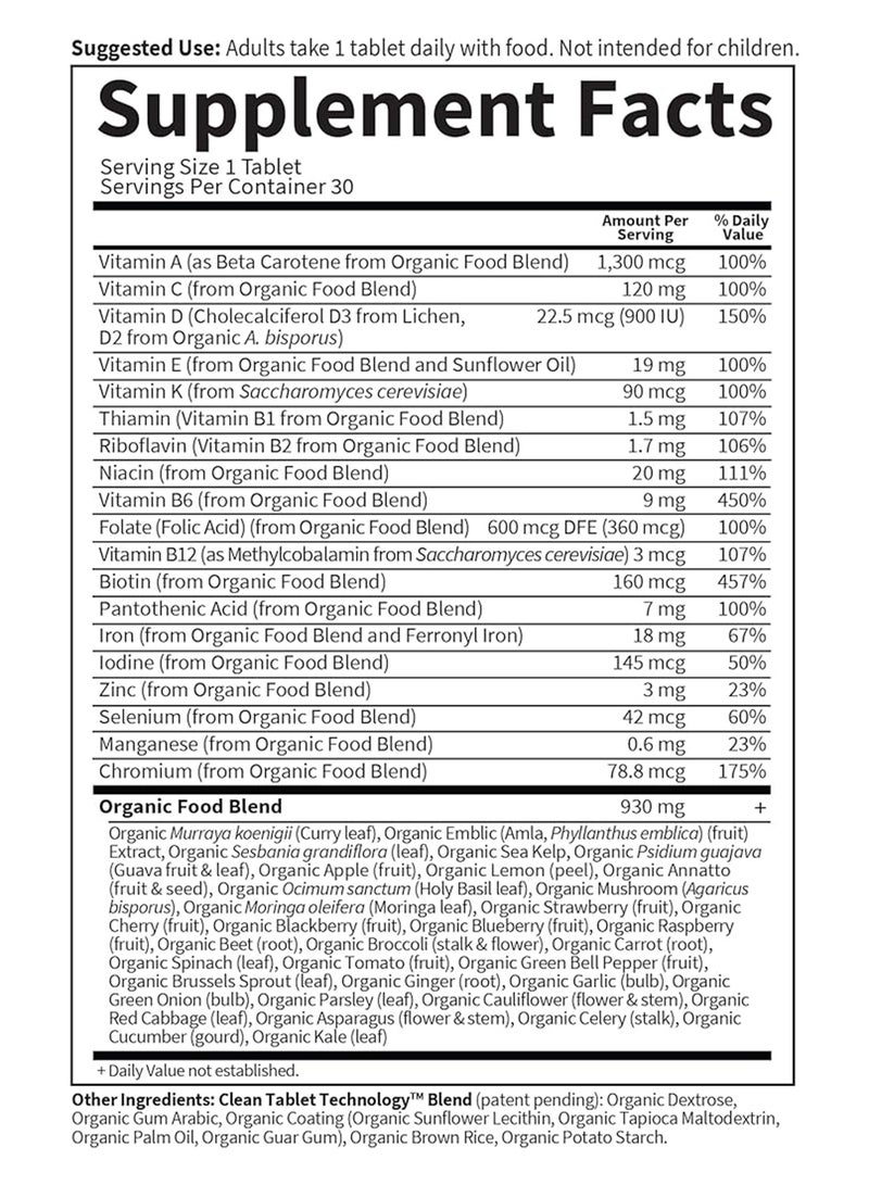 Organics Prenatal Once Daily Whole Food Multi Vitamin Supplement 30 Vegan Tablet - pnsku/N15014824A/45/_/1719899289/517d094d-dd24-4d47-8dc0-6b5f655536ce