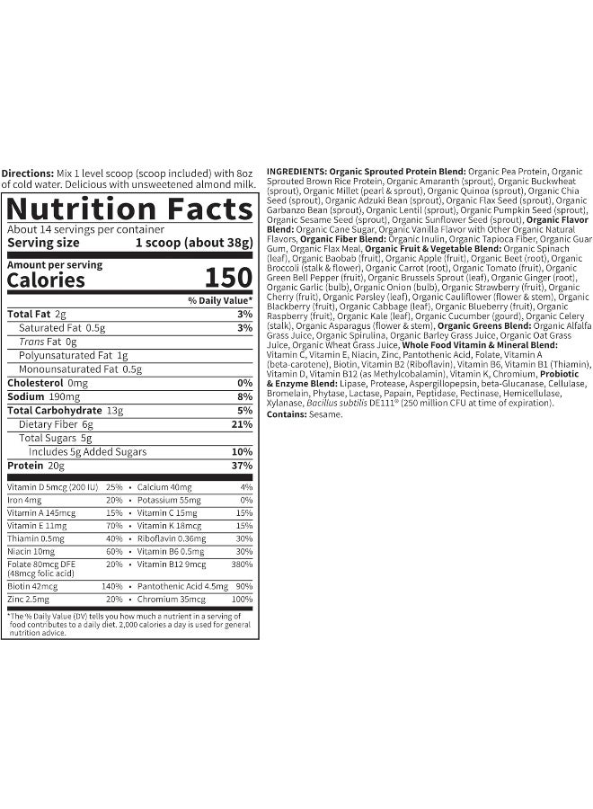 Garden of Life Raw Organic Meal Vanilla - Image 5