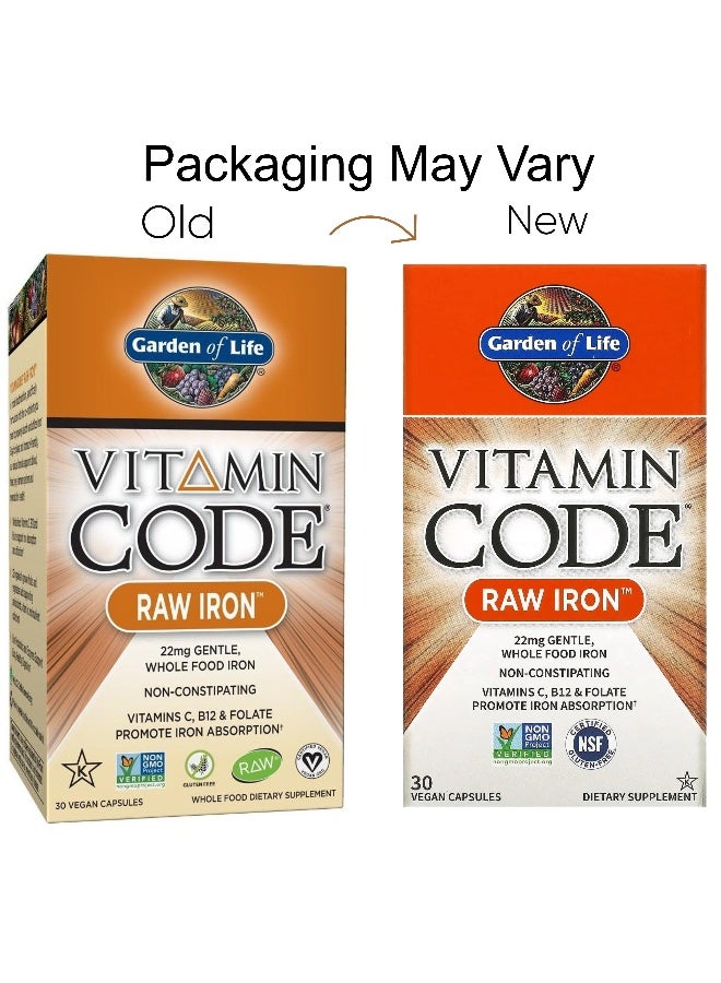 Garden of Life - Vitamin Code Raw Iron 30 Vegan Capsules Packaging May Vary - Image 1