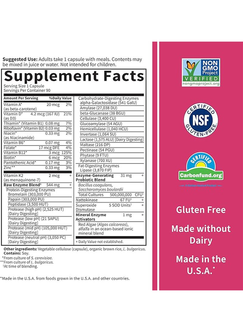 Garden of Life - Raw Enzymes For Women 22 High Potency Digestive Enzymes Infused With Plus Probiotics And Probiotic Created Vitamins Whole Food Supplement 90 Vegetarian Capsules - Image 1