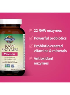 Raw Enzymes For Women 22 High Potency Digestive Enzymes Infused With Plus Probiotics And Probiotic Created Vitamins Whole Food Supplement 90 Vegetarian Capsules