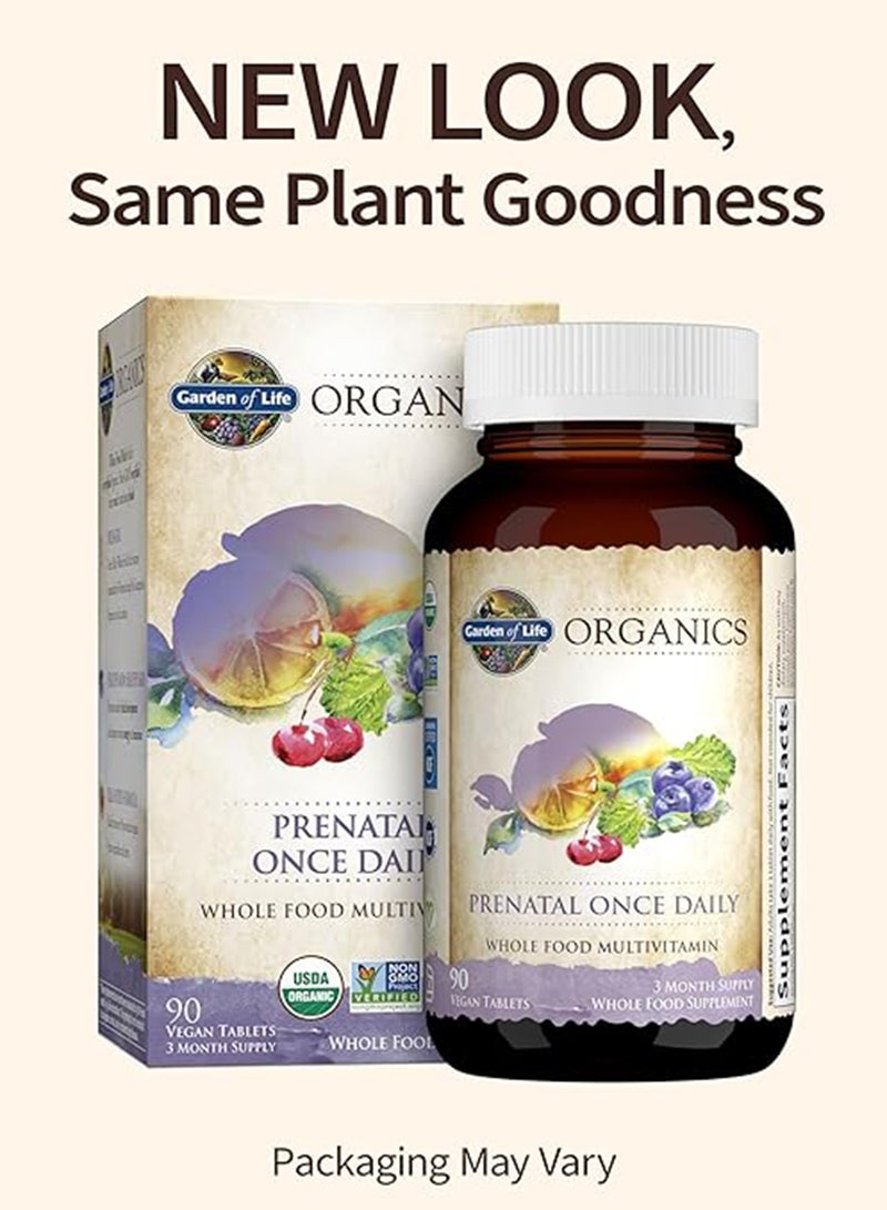 Garden Of Life Organics Prenatal Once Daily Whole Food Multi Vitamin 90 Vegan Tablets - Image 1
