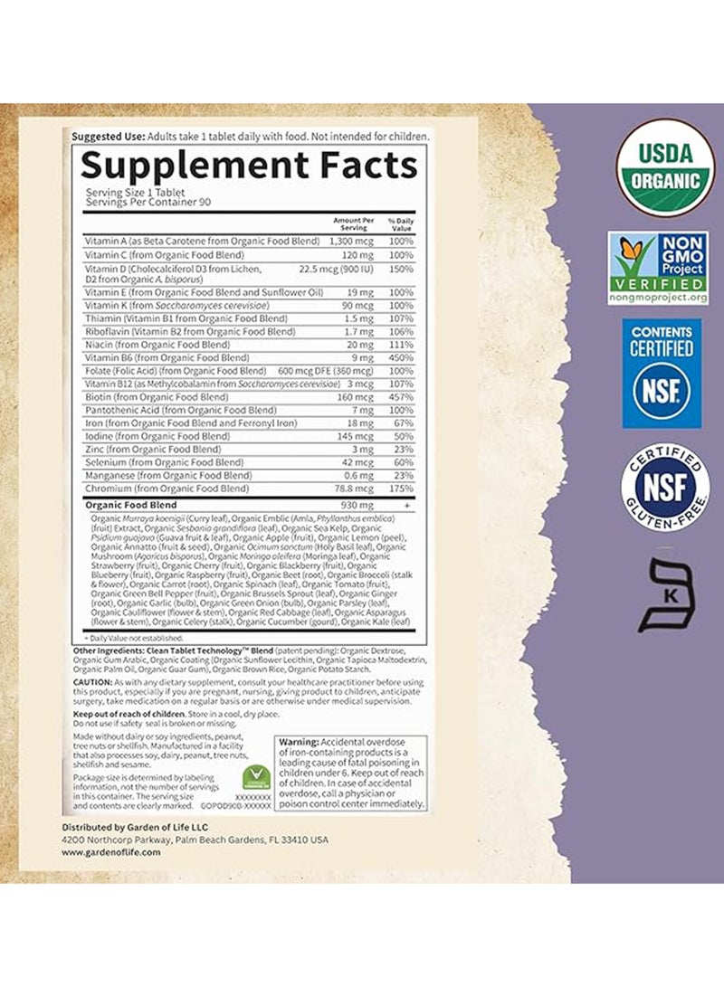 Garden Of Life Organics Prenatal Once Daily Whole Food Multi Vitamin 90 Vegan Tablets - Image 3