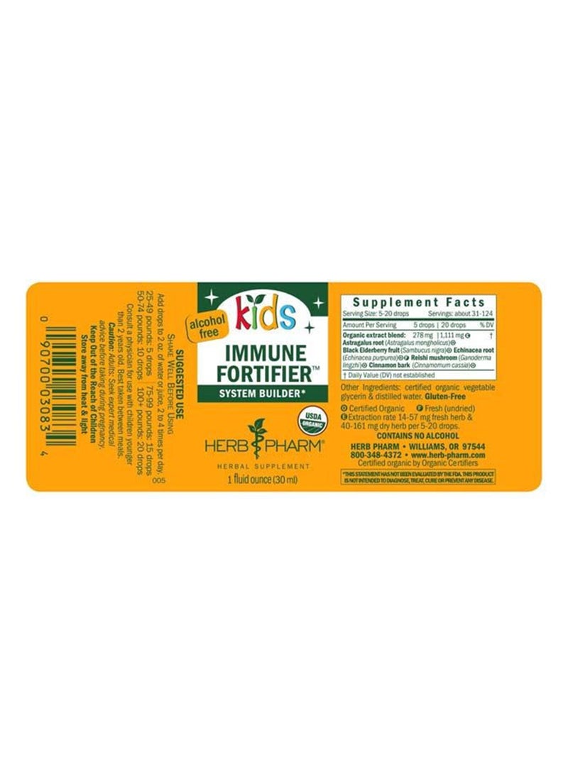 HERB PHARM - Kids Immune Fortifier System Builder Alcohol Free Herbal Supplement 30Ml - Image 1