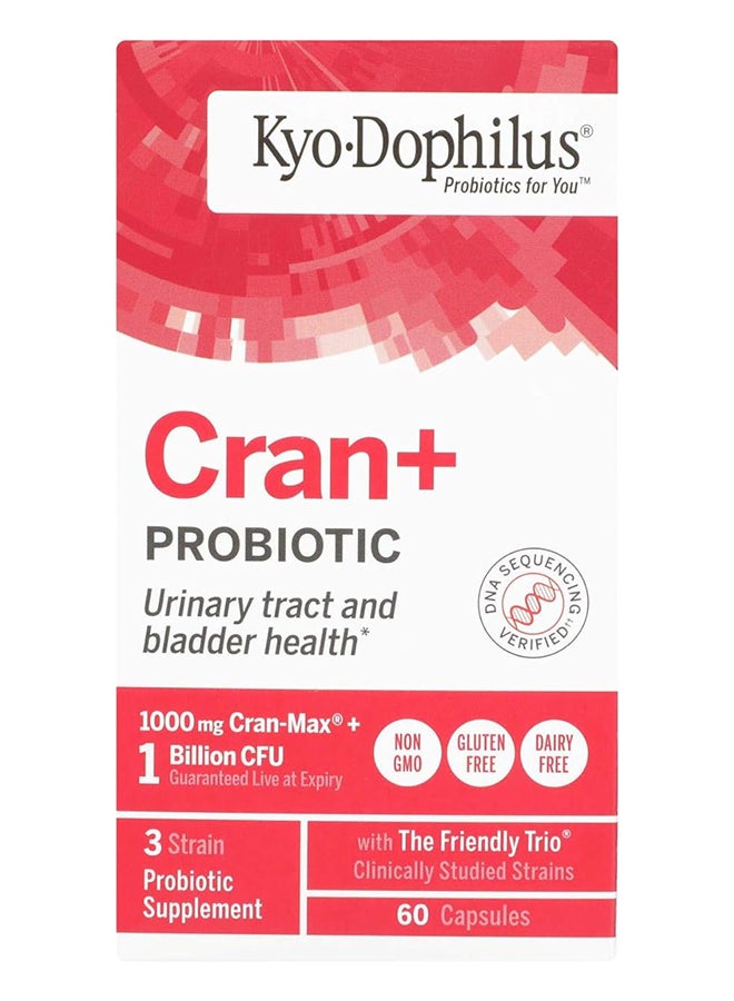 kyolic Cran+ Probiotic Urinary Tract And Bladder Health 3 Strain Probiotic Supplement 60 Capsules - Image 2