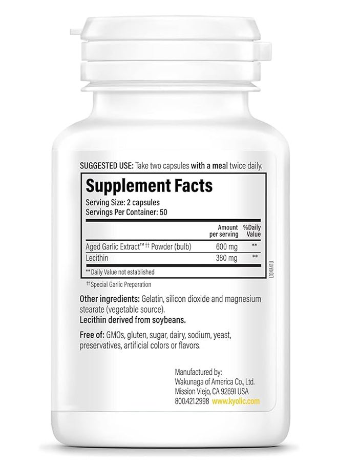 Cholesterol Health Herbal Dietary Supplement Aged Garlic Extract Infused With Lecithin Formula 104 100 Capsules