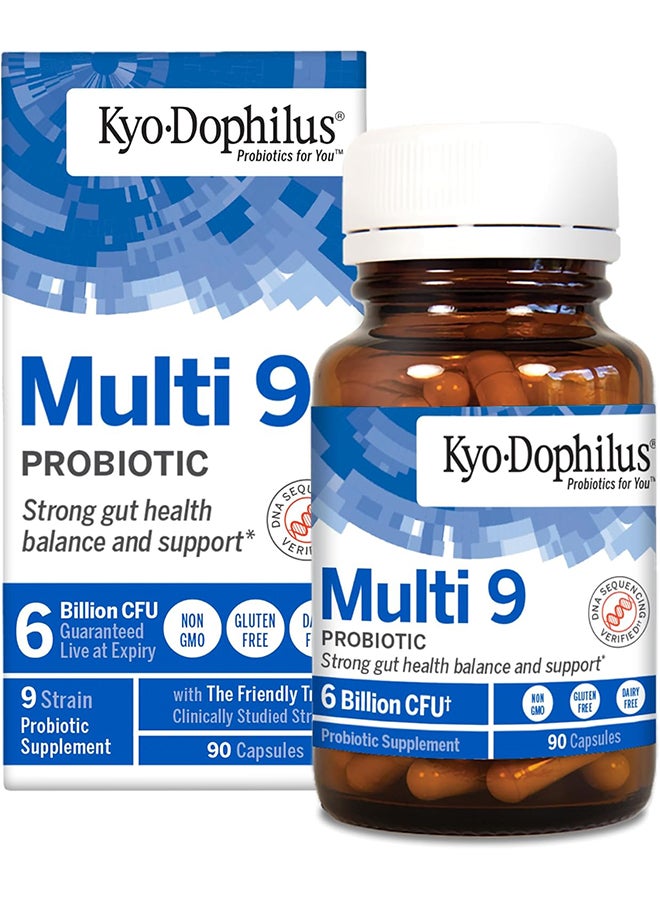 kyolic Kyo-Dophilus Multi 9 Probiotic - Multi-Strain Probiotic Blend for Digestive Function, Healthy Gut Flora & Microbiome Support - 6 Billion CFU - Gluten-Free - 90 Capsules - Image 1