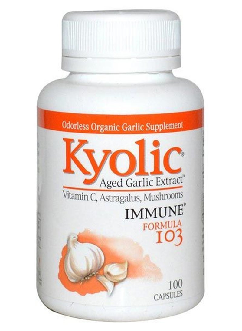 kyolic - Immune Formula 103 Aged Garlic Extract Odorless Enriched With Vitamin C, Astragalus, Mushrooms 100 Capsules - Image 1